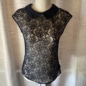 Express black Lacey blouse with collar